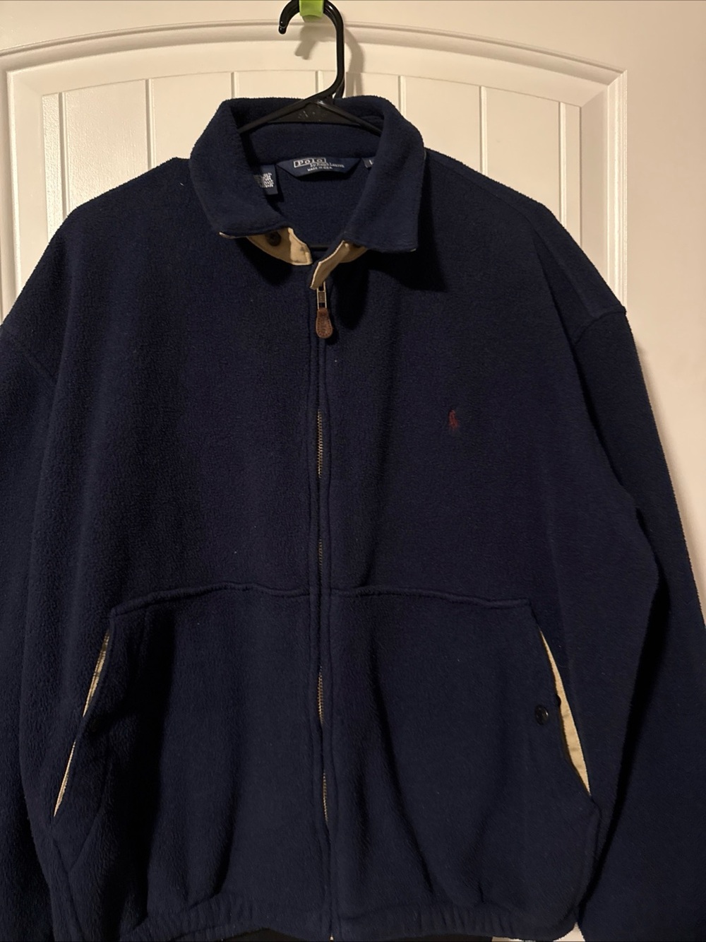 Vtg polo Ralph Lauren Men's Navy Zip-Up Fleece Zip Up Jacket Sz L USA
